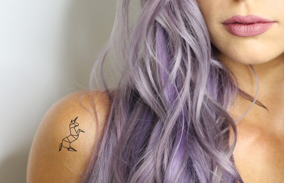 Temporäre Origami Einhorn Tattoo Geometrische Einhorn Tattoo