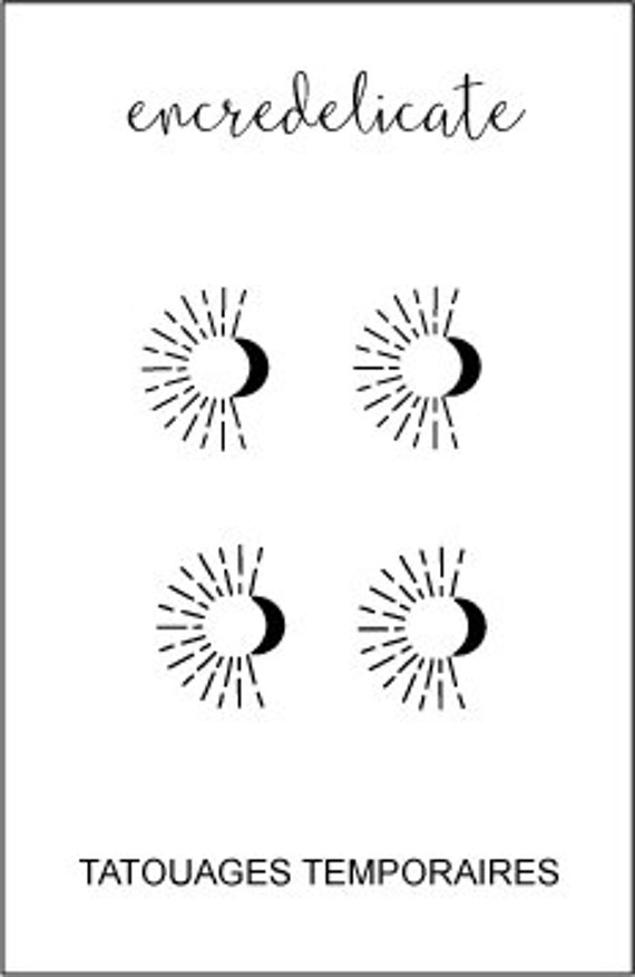 4 Lune Et Soleil Minimalistes En Tatouage Temporaire Petit Tatouage Temporaire Cool Dun Soleil Avec La Lune à Placer Sur Le Bras Le Cou