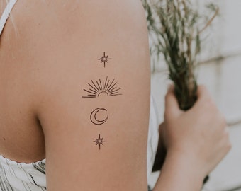 sun and moon temporary tattoo