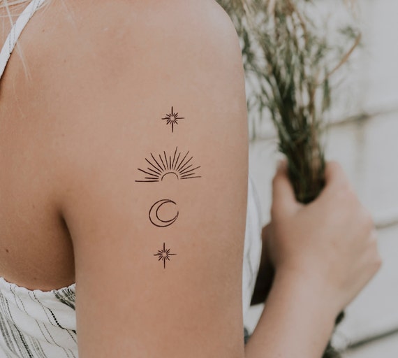 Temporäres Tattoo von Mond Sonne und Sternen Etsy