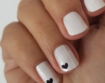 tiny black heart nail decals /  tiny heart water nail decals