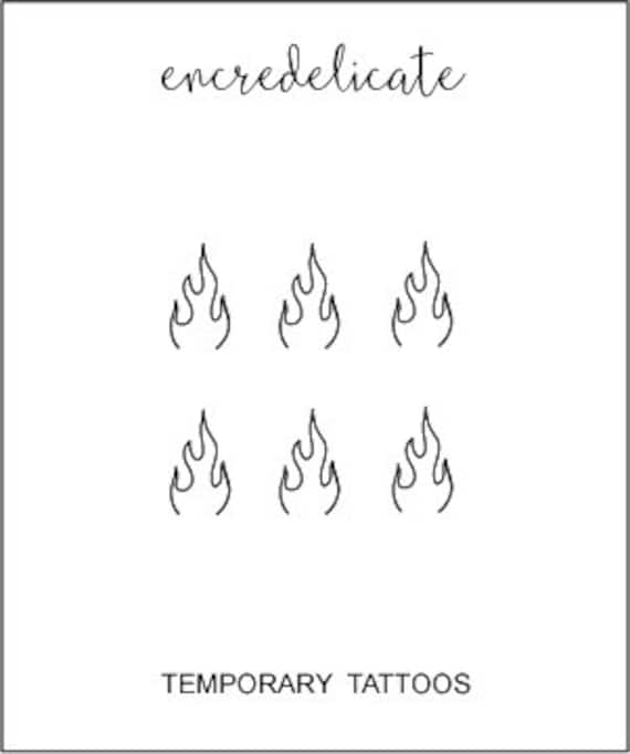 Red Ink Flame Outline Temporary Tattoo - Set of 3 - SmallTattooShop.com