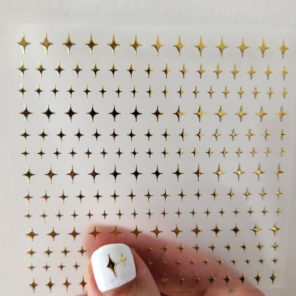 golden sparkle nail stickers / stars nail art