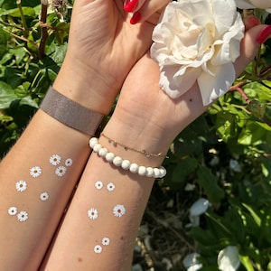 daisy temporary tattoo (set of 17 flowers)