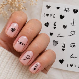 adesivos de arte de unhas de coração - adesivos de unhas de amor - arte de unhas com palavras de amor - arte de unhas de coração imagem 2
