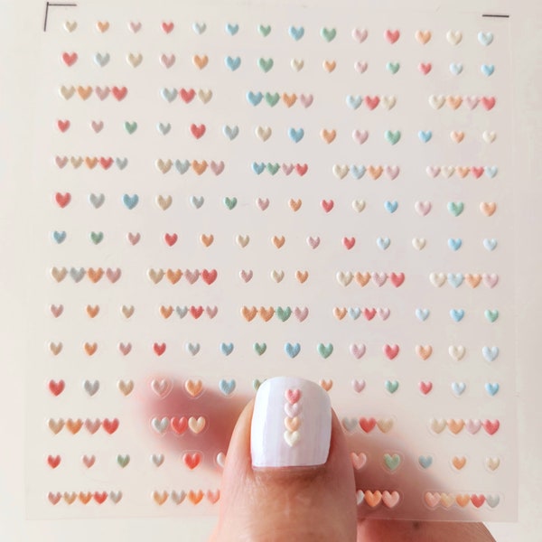 3D pastel heart nail stickers / heart nail art