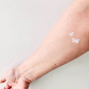minimalist white butterflies temporary tattoo (4 sets of 2)