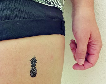 black little pineapple temporary tattoo (set of 4)