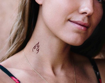 6 minimalist tiny flame temporary tattoos, it's a cute fire tattoo for girl