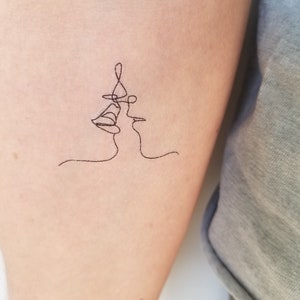 One Line Couple Temporary Tattoo set of 2 - Etsy One Line Couple Temporary Tattoo set of 2 - Etsy