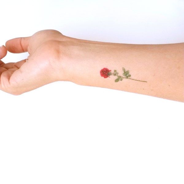 red rose temporary tattoo (set of 3)