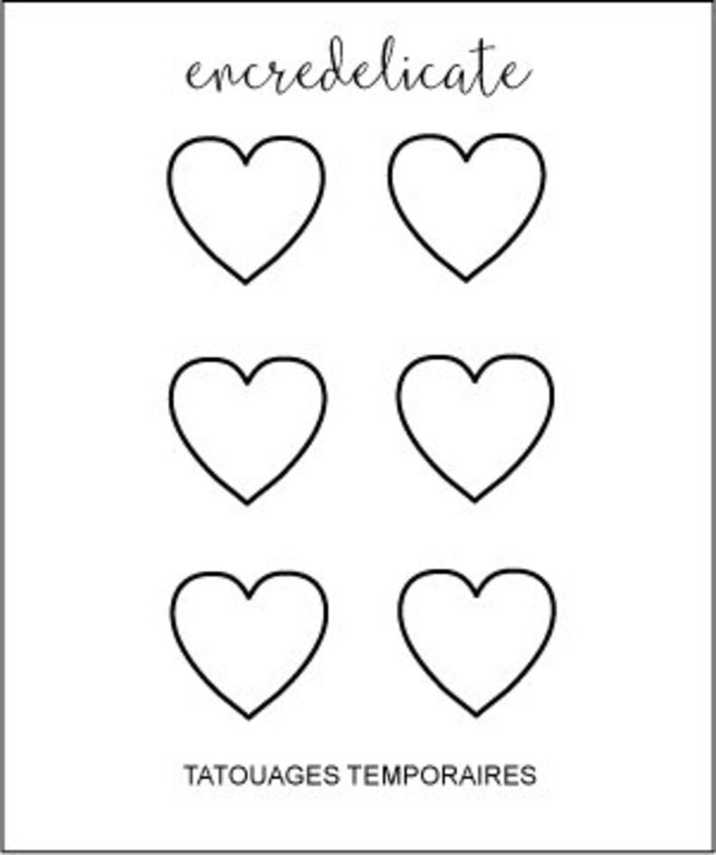 tatouages temporaires dessin coeur contour noir/ tatouage coeur / mini tatouage / tatouage noir image 3