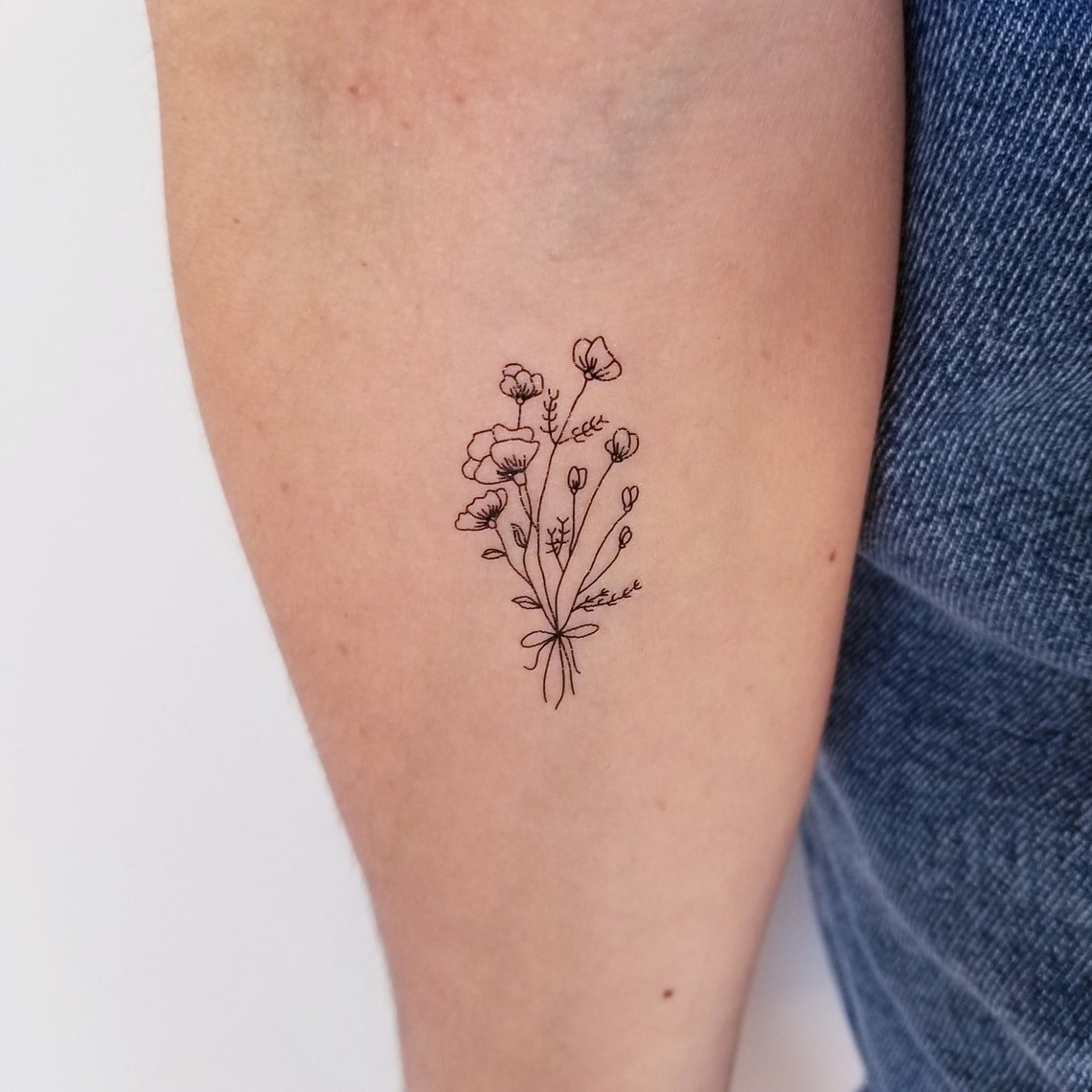 Wild Flowers Temporary Tattoo set of 2 Etsy