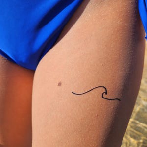 4 simple wave temporary tattoos / beach temporary tattoo / small tattoo / ankle tattoo / beach vibes tattoo / fine line wave tattoo