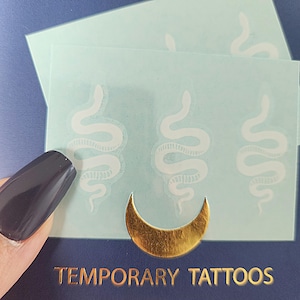 white snake temporary tattoo (2 sets of 3)