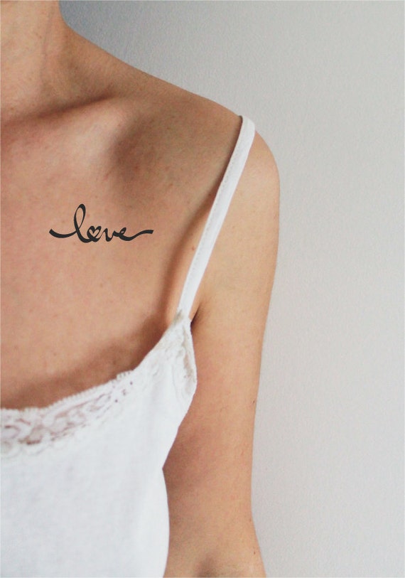 4 tatouages temporaires mot love avec coeur / tatouage mot / tatouage love / tatouage mot calligraphié /