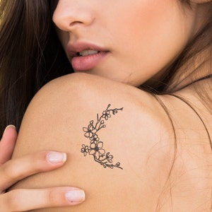 floral moon temporary tattoo/ floral temporary tattoo / festival tattoo / festival accessorie / artistic tattoo / bouquet tattoo