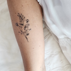 wild bouquet of flowers temporary tattoo