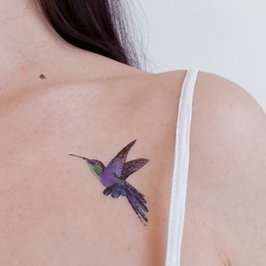 colorful hummingbird temporary tattoo
