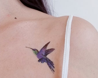 colorful hummingbird temporary tattoo