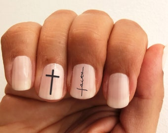 croix ou faith stickers nail art / autocollants à l'eau pour ongle croix /manucure faith