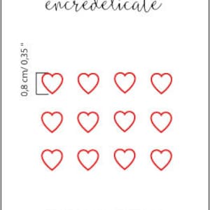 small red outline heart temporary tattoos set of 12, outline heart fake tatoo image 2