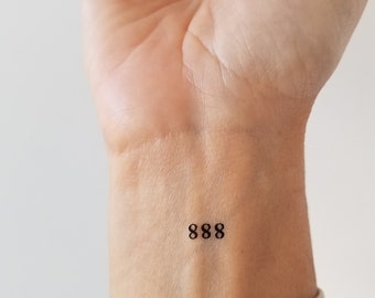 888 numéro ange tatouage temporaire (set de 4)