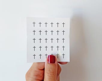 Mini Kreuz Temporäre Tattoos – Minimalistisches Kleines Christliches Fake Tattoo Set