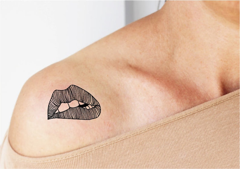 2 sexy mouth temporary tattoos / mouth temporary tattoo / Etsy
