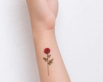 red rose temporary tattoo (set of 3)