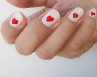 red heart nail decals / heart nail decals / heart water nail decals