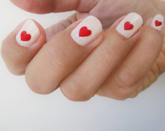 Red Heart Nail Decals / Heart Nail Decals / Heart Water Nail Etsy
