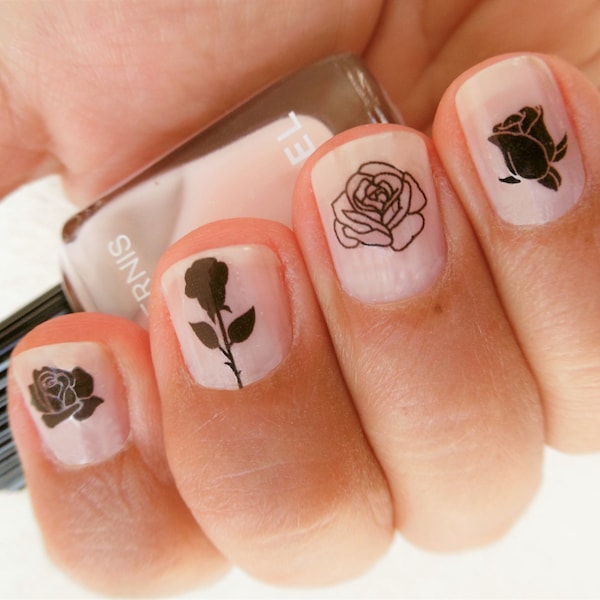 rose stickers nail art / autocollants ongle rose / nail art rose pistolet / nail art rose serpent /stickers ongles fleur