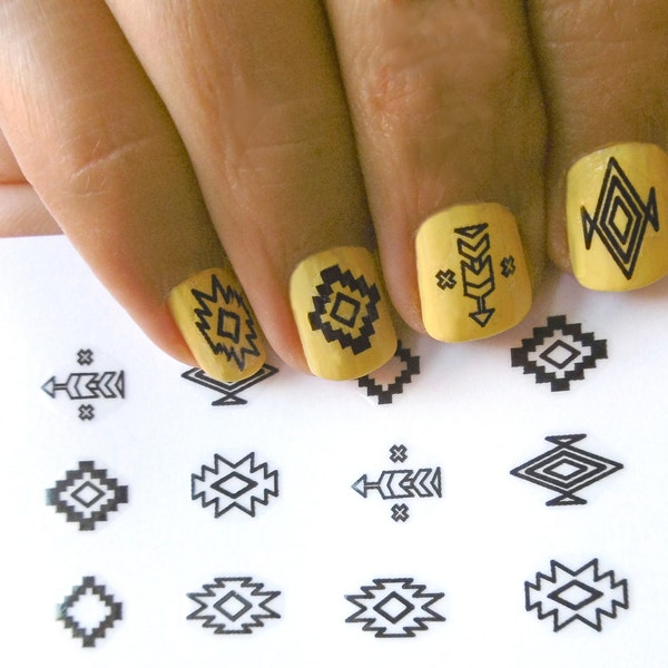 tribal boho nail decals / boho nail decals /geometric nail decals / boho nail art /tribal nail art / tribal boho nail art