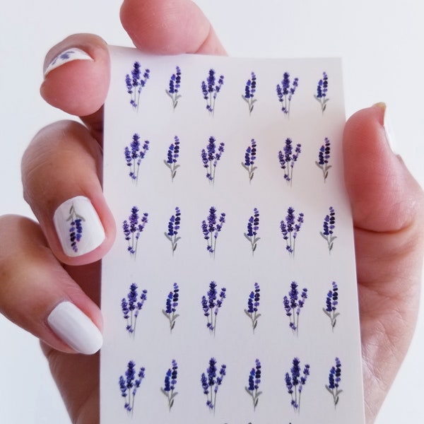 lavande stickers nail art / autocollants à l'eau pour ongle fleur lavande