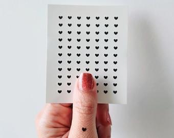 Tiny Black Hearts Temporary Tattoo (Set of 77)