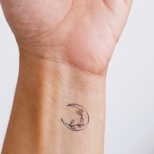 small floral moon temporary tattoo (set of 4)