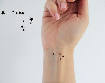 6 Aquarius zodiac temporary tattoos / astrologic temporary tattoo / aquarius sign / gift for Aquarius