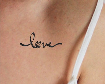 4 calligraphying word temporary tattoos