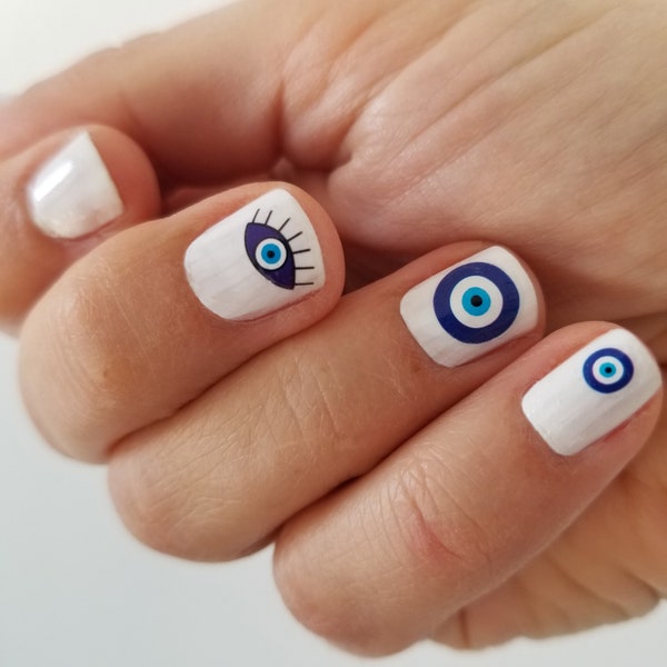 oeil bleu stickers nail art / autocollants ongle mauvais oeil/ nail art oeil