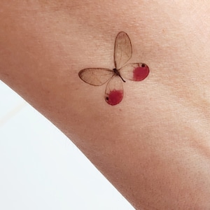 pink butterflies temporary tattoo (set of 2)