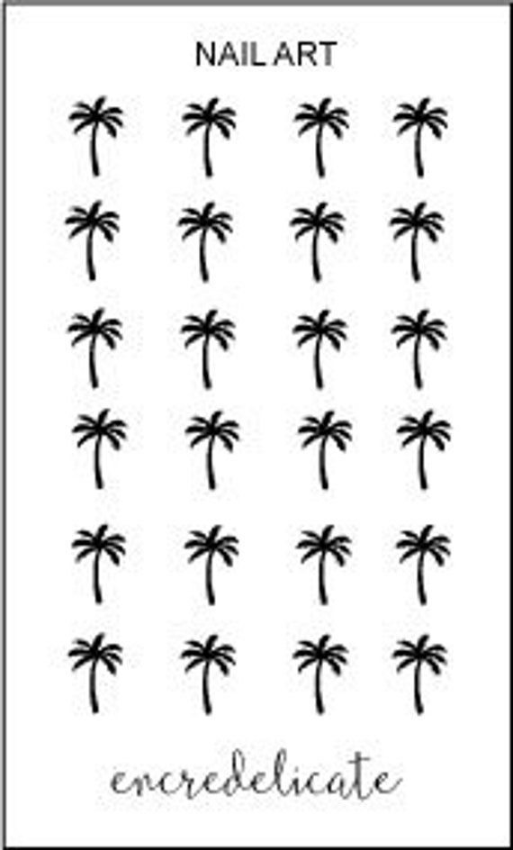 Palm Tree Nail Decals Palm Tree Waterslide Nail Decals Etsy