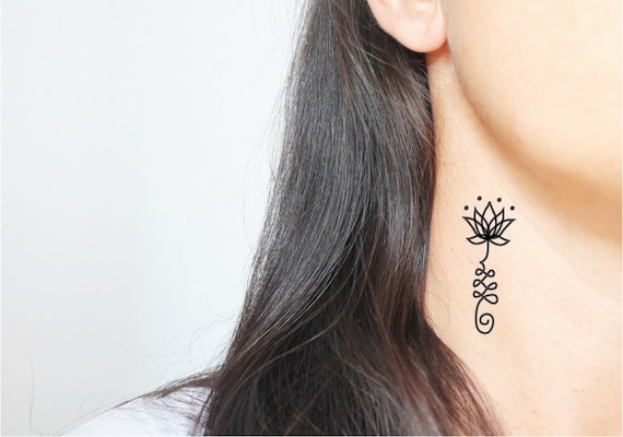 4 Tatouages Temporaires Unalome Lotus Tattoo Lotus Petit Tatouage Temporaire Boho Tattoo Tatouage Henné Tatouage Noir