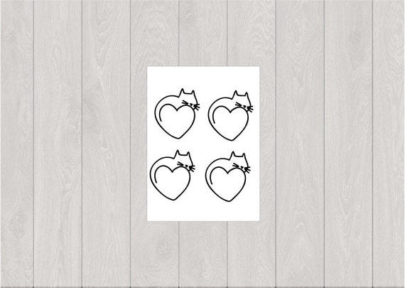 4 Tatouages Temporaires De Chat En Forme De Coeur Tattoo Chat Tattoo Coeur Amoureux Chat Tatouage