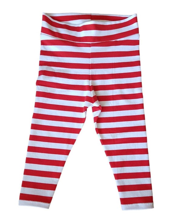 Sale Handmade Baby Girl Leggings Red And White Stripes Etsy
