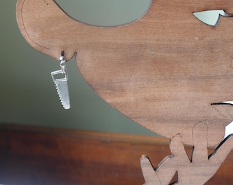 Pendientes de sierra de carpintero: regalo unisex para profesionales, de acero inoxidable.