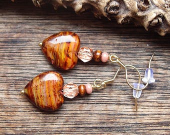 Pendientes bohemios de corazón de cristal checo, estilo suroeste.