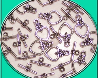 10 Sets Heart Gag Clasps 18 mm