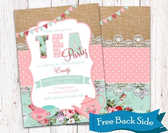 tea party invitation etsy