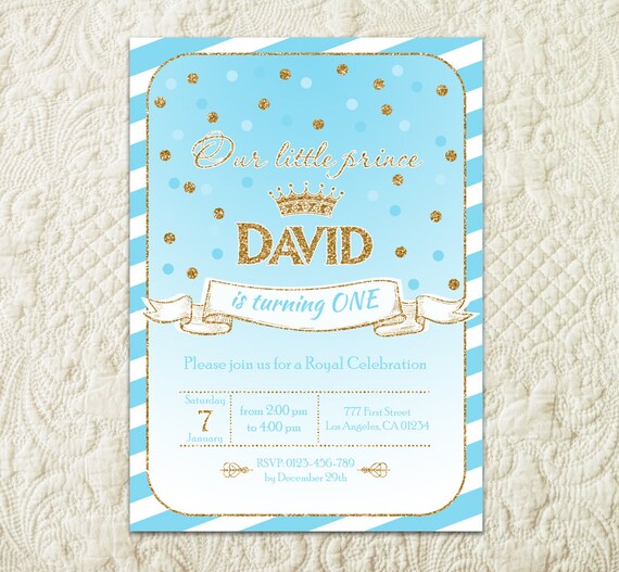 Prince Birthday Invitation Little Prince 1st Birthday Etsy